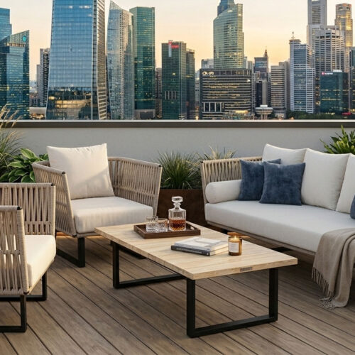 single seater sofa couch borneo all weather patio sofa wicker rope couch wood coffee table with aluminum legs outdoor furniture borneo