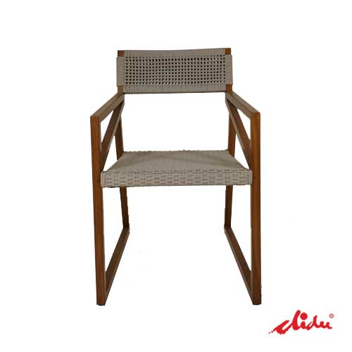 arm chair wooden rope woven balcony furniture karimata