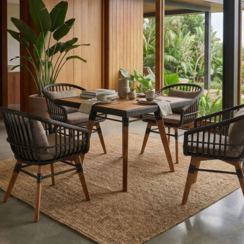wicker dining chairs outdoor moza wooden dining set patio rattan teak table