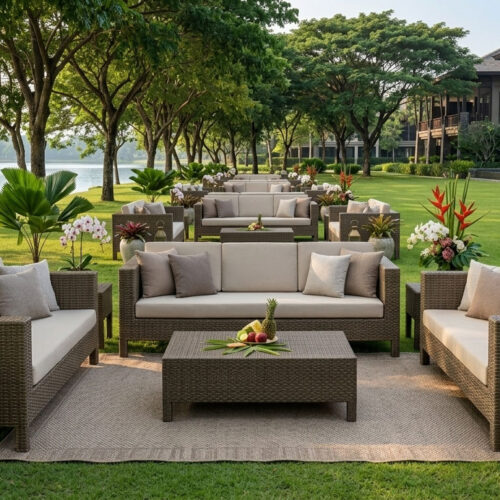 patio couches three seater rattan outdoor sofa Amsterdam