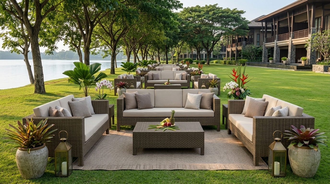 patio couches three seater rattan outdoor sofa Amsterdam