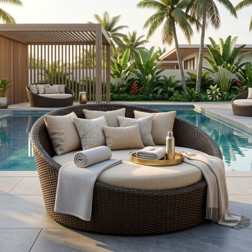 wicker round daybed for resorts outdoor honeymoon small