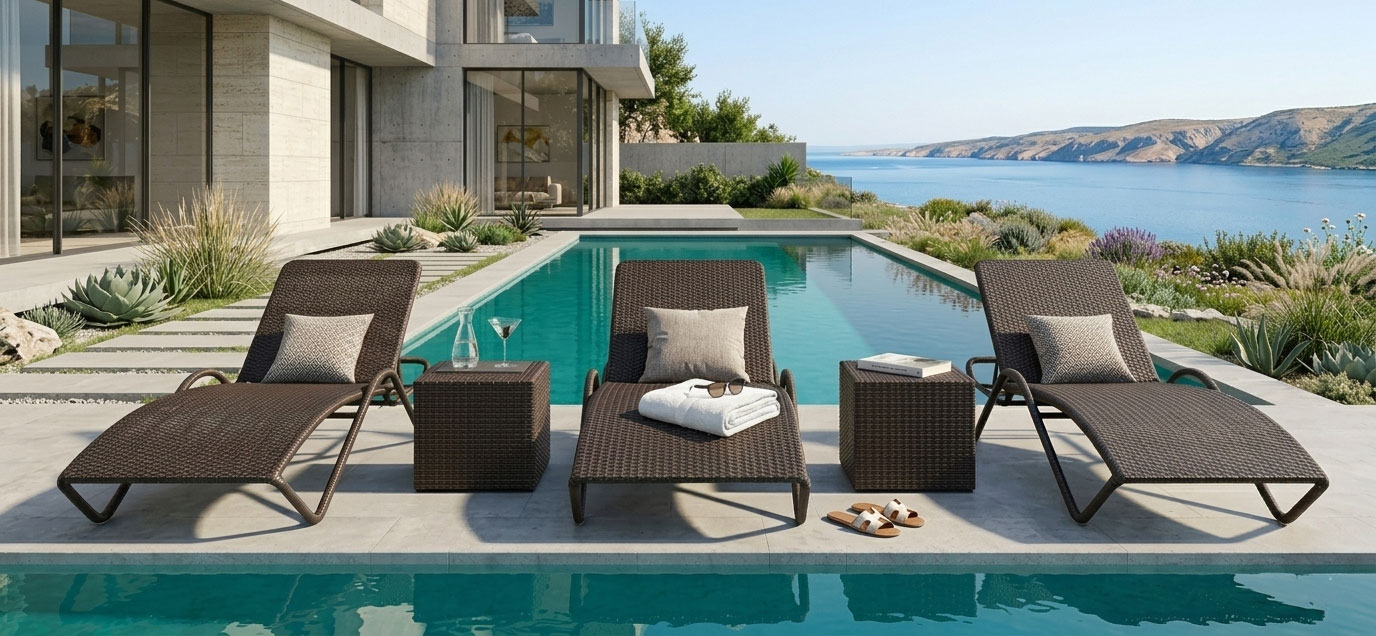 reclining sun lounger sunbed stacking arm
