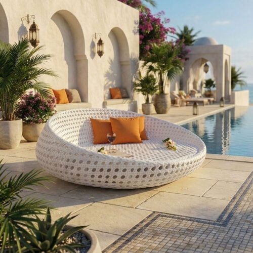 patio round daybed weatherproof the stone