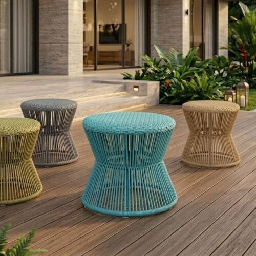 cafe stool chair rope weaving seat outdoor furniture rote puff