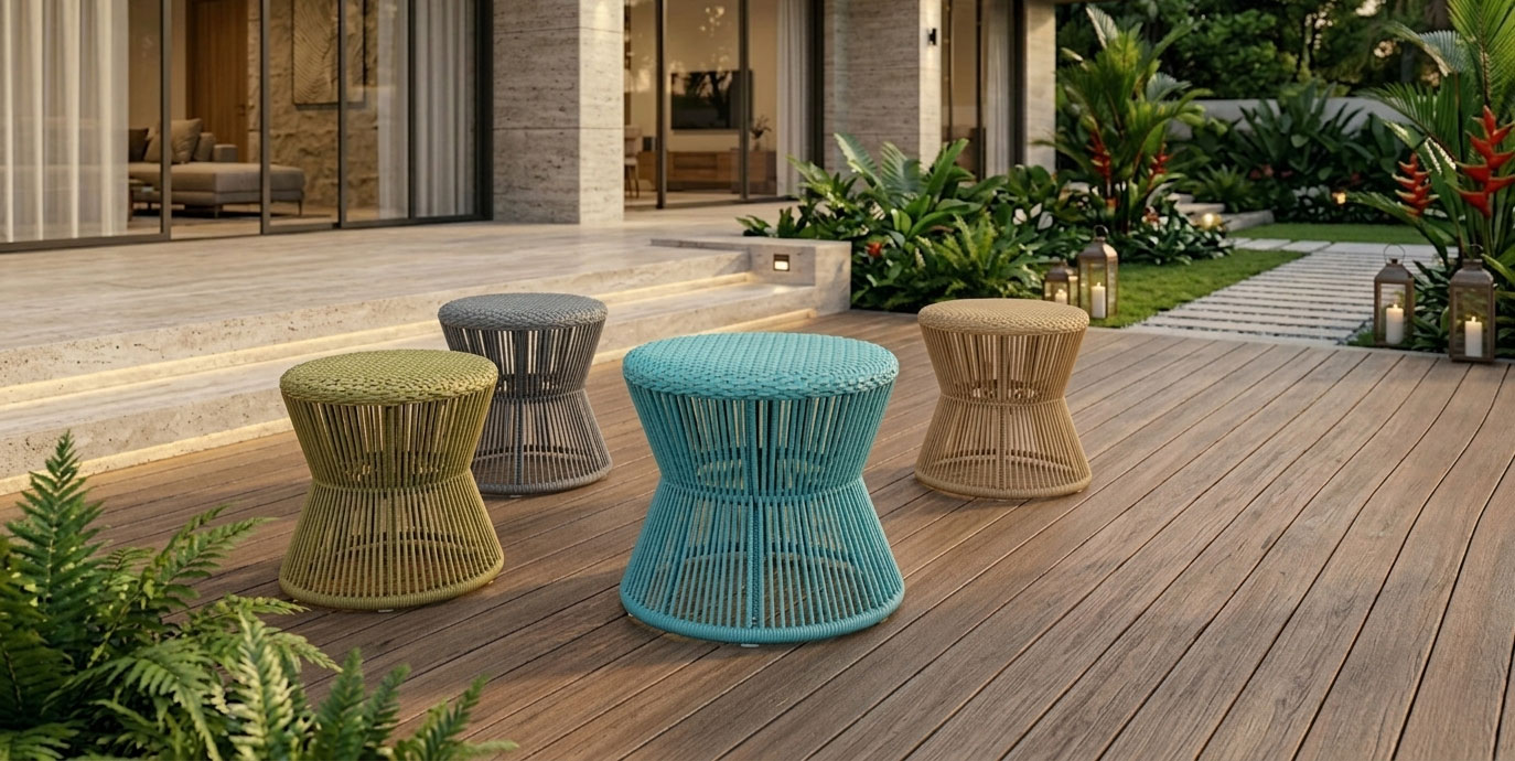 cafe stool chair rope weaving seat outdoor furniture rote puff