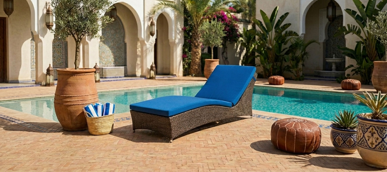 pool lounge chair wicker sunbed for luxury hotel and resort blanko