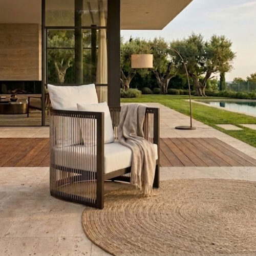 wood round chair wicker rope furniture lombok
