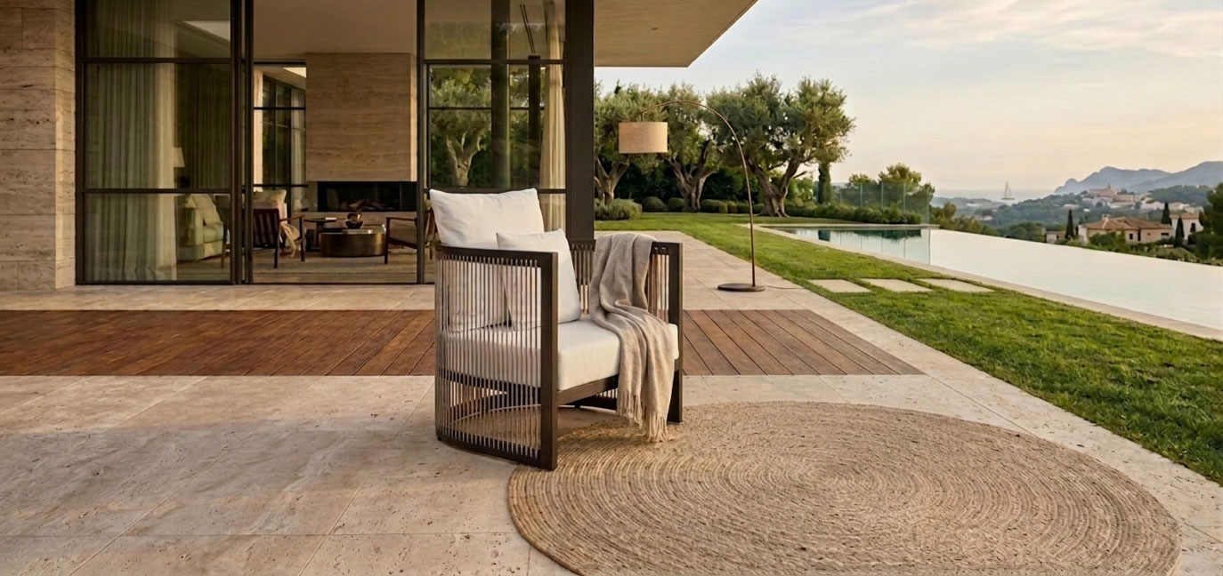wood round chair wicker rope furniture lombok