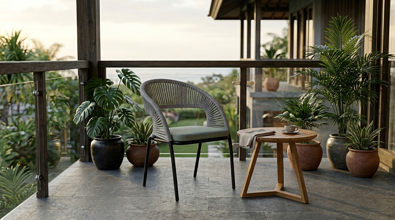 woven balcony chair for premium villa and resort curve