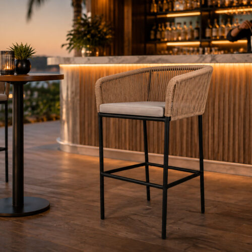 high bar chair tall stools rope weaving furniture funston