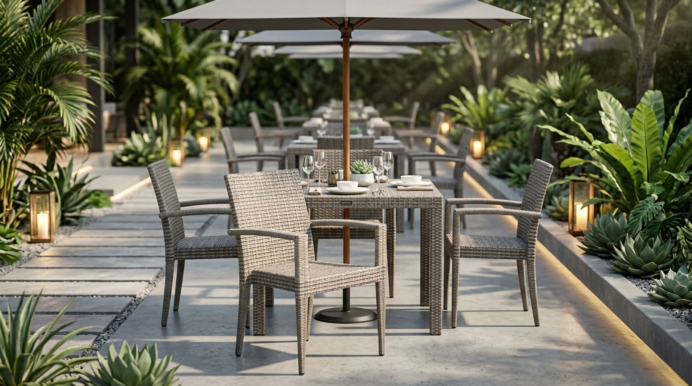 stacking armchair for restaurant's outdoor dining set panama