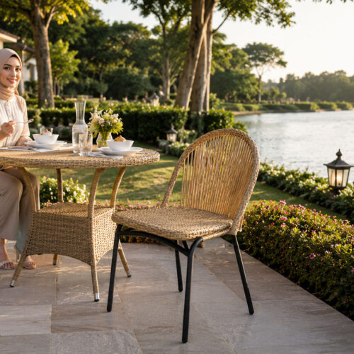 dining chair rattan backyard patio furniture pendet