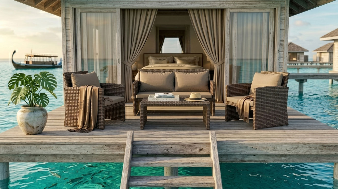 synthetic rattan sofa two seater for villa and apartment