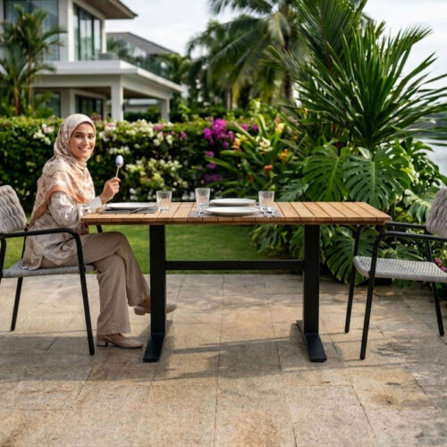 restaurant dining table rectangular with iron leg hakappe