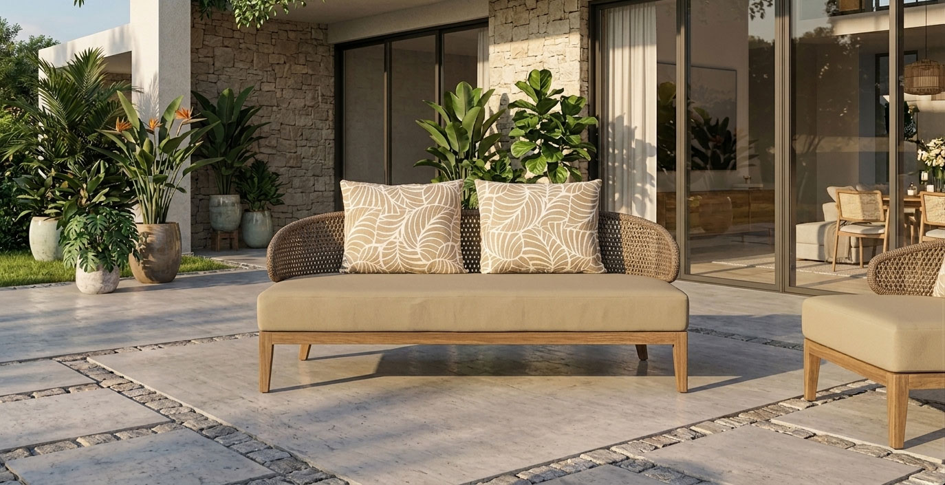 wooden patio sofa lounge couch two seater bavana