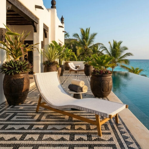 wicker sun lounger all weather outdoor hotel furniture pavilosta sunbed