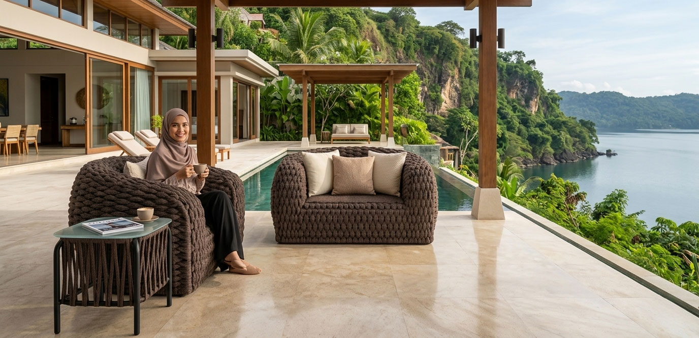luxury rope sofa for elegant backyard seating furniture tabarka
