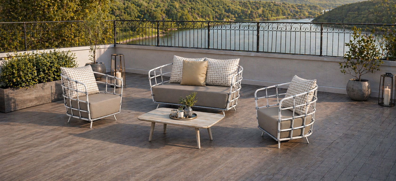 modern wicker sofa double for premium hotels and villas