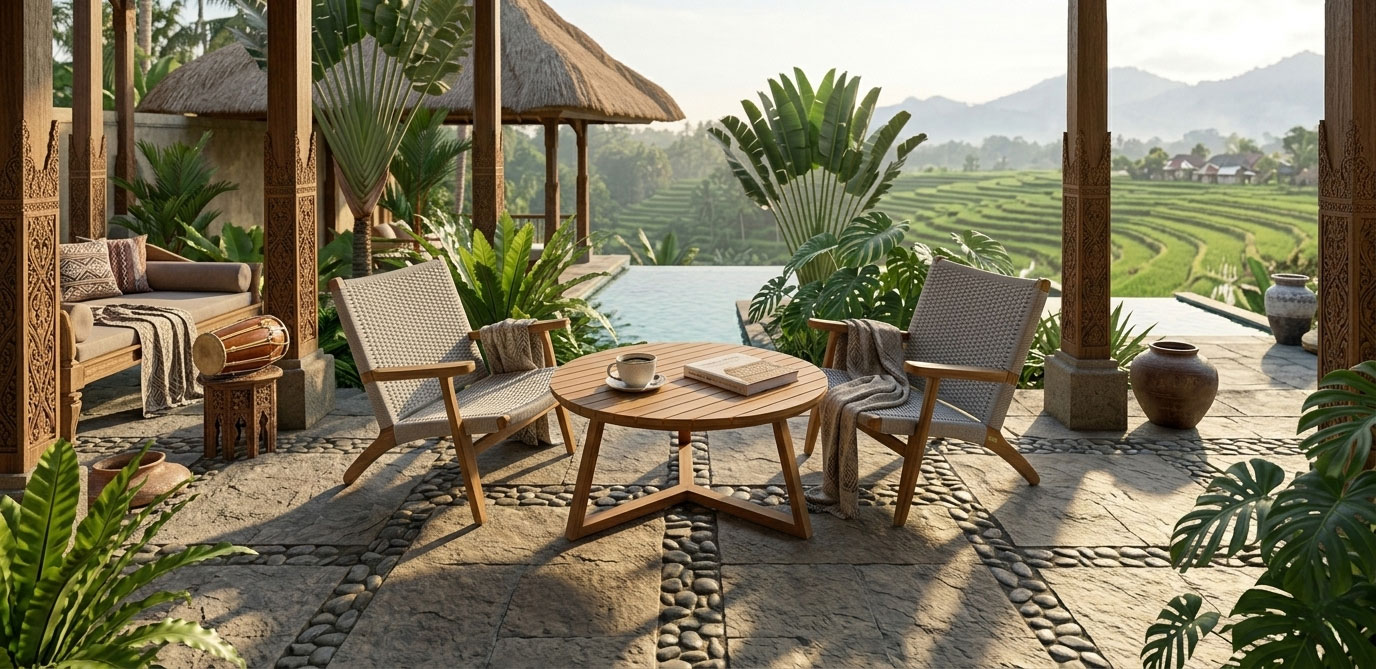round teak coffee table for indoor & outdoor use EMI